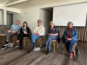 Heather Spaulding \ Staff photo
Left to right: Anthony Morris; Assistant Director, Laurie Orton; Library Director, Boyd Pratt; Board President, Karen Vedder; Board Vice President and Barbara Sharp; Board Secretary.
