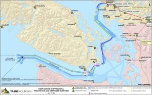 Credit: Trans Mountain
Map of Trans Mountain oil tankers route with current and proposed safety precautions.