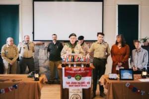 Contributed photo 
Eric is sworn in as an Eagle Scout.