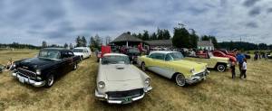 Contributed photo by Barbara Marrett
Dave Moorhouses yellow 1956 Buick Super 2-door (pictured third from the left) won Best of Show  Barbara Marrett photo