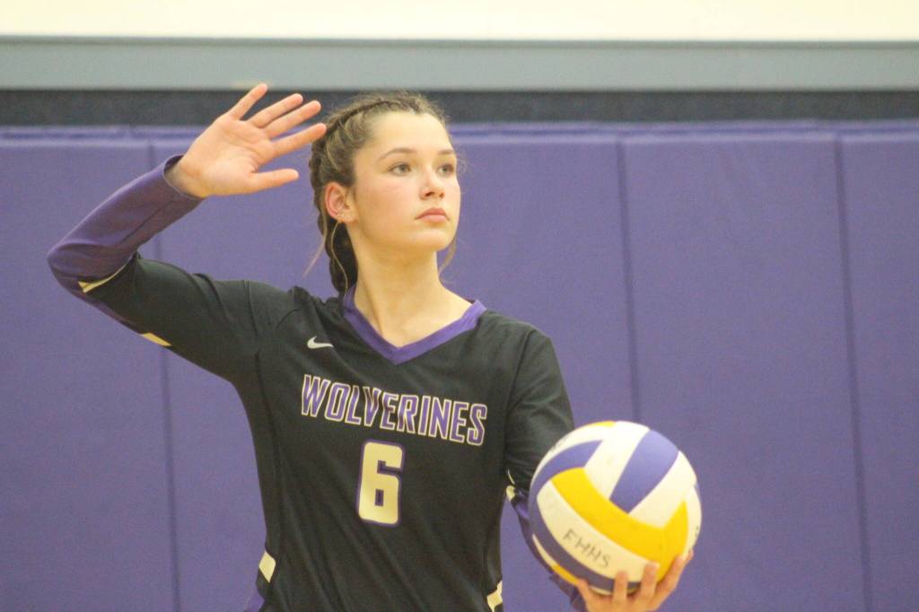 Heather Spaulding \ Staff photo
Layla Ancich getting ready to do a power serve.