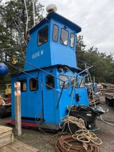 Heather Spaulding Staff photo
The cabin of the Elsie Mtugboat broke off and sits on land at Shipyard.