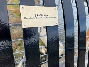 Contributed photo
Plaque on bench dedicating it to John Bentzen.