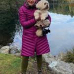 RA Cook with her dog, Stuart, in the San Juan Islands.