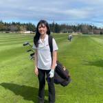Contributed photo Freshman
James Hollingsworth enjoys the break in the weather as she plays the 9th hole.