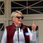 Heather Spaulding Staff photo
County Council Chair Kari McVeigh addresses the crowd individually, not in her county capacity.