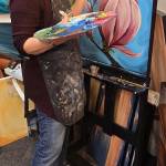 Hoke working in her studio.