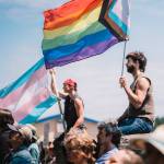 Protestors listening to the speakers.