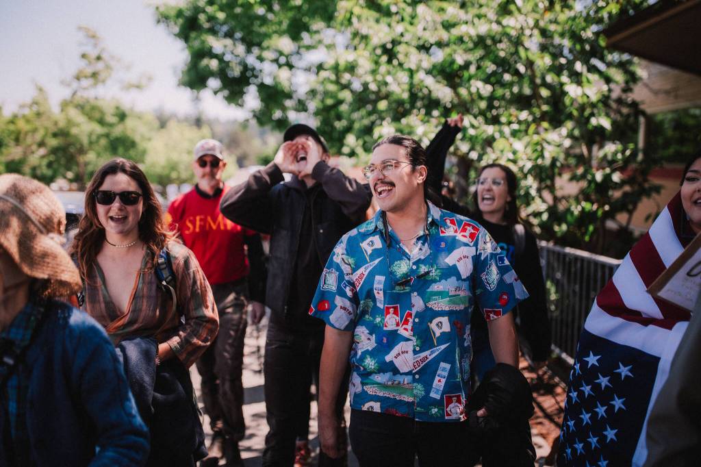 Contributed photo by Chase Anderson
The crowd begins to march through Friday Harbor.