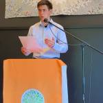 Emmett Beadnall, Junior at SSIS, speaks at fundraiser
