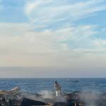 Contributed photo by San Juan Island Fire and Rescue
A Good Samaratine kayaker dousing smolding logs wiht buckets of water
