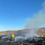 Contributed photo
Crew prevnt teh fire from spreading into the grass prairie.