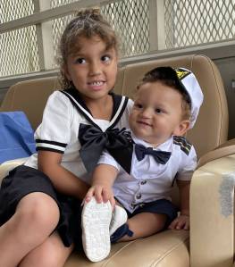 Contributed photo.
One-year-old Arlo and his sister Norah, celebrating on the ferry.