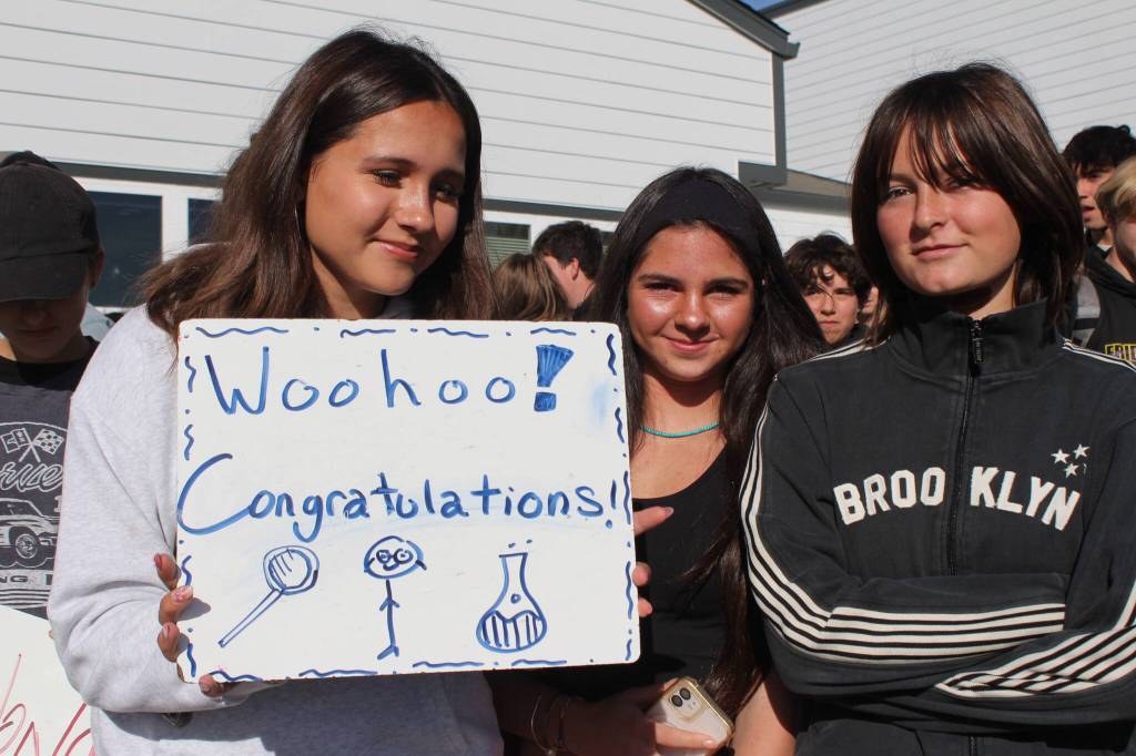 Heather Spaulding photo.
A few students with their sign.