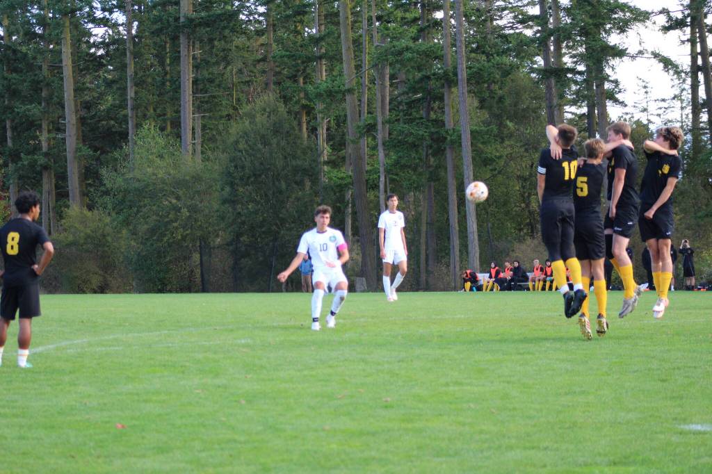 Heather Spaulding \ Stasff photo
Wolverines block a penalty kick during the Oct. 2 game.