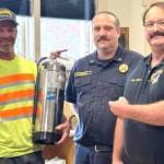 Contributed photo.
Town Streets and Parks Supervisor Justin Nibler, Fire District 3 Battalion Chief Mike Hartzell, and Fire District 3 Chief Noel Monin at the Oct. 2 Town Council meeting.