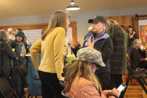 Heather Spaulding photo
Library Director Laurie Orton listens to one of the attendees of the Oct. 22 meeting.