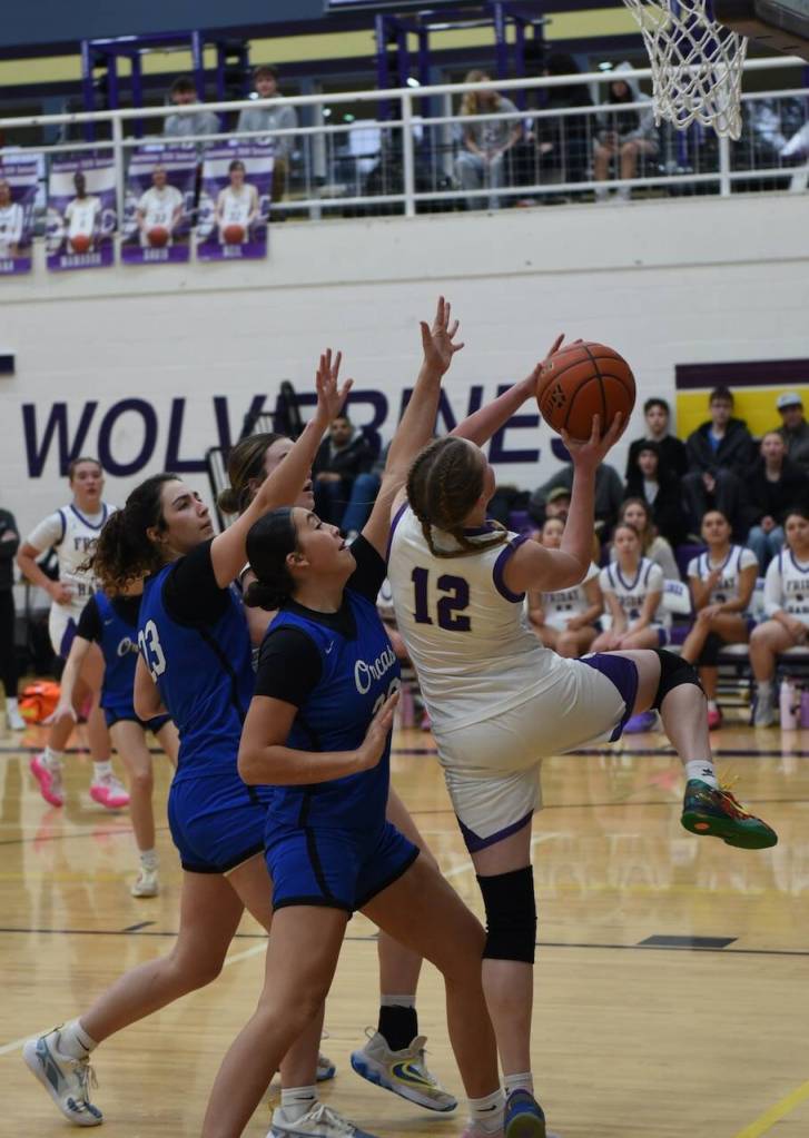 Contributed photo by John Stimpson
FH #12 Harper Feliz shoots for a 2 point layup