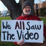 Heather Spaulding Staff photos 
After the march, some of the protesters gathered briefly at the courthouse Jan. 20