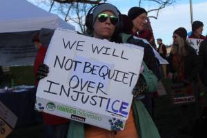 Heather Spaulding \ Staff photo
A protester after the march, advocating for justice.