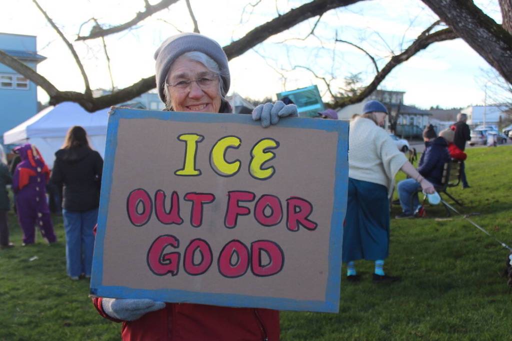 Heather Spaulding \ Staff photo
A protester speaks out against ICE.