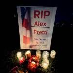 Contributed photo by Ronda Bishop
A sign and candles in honor of Alex Pretti.
