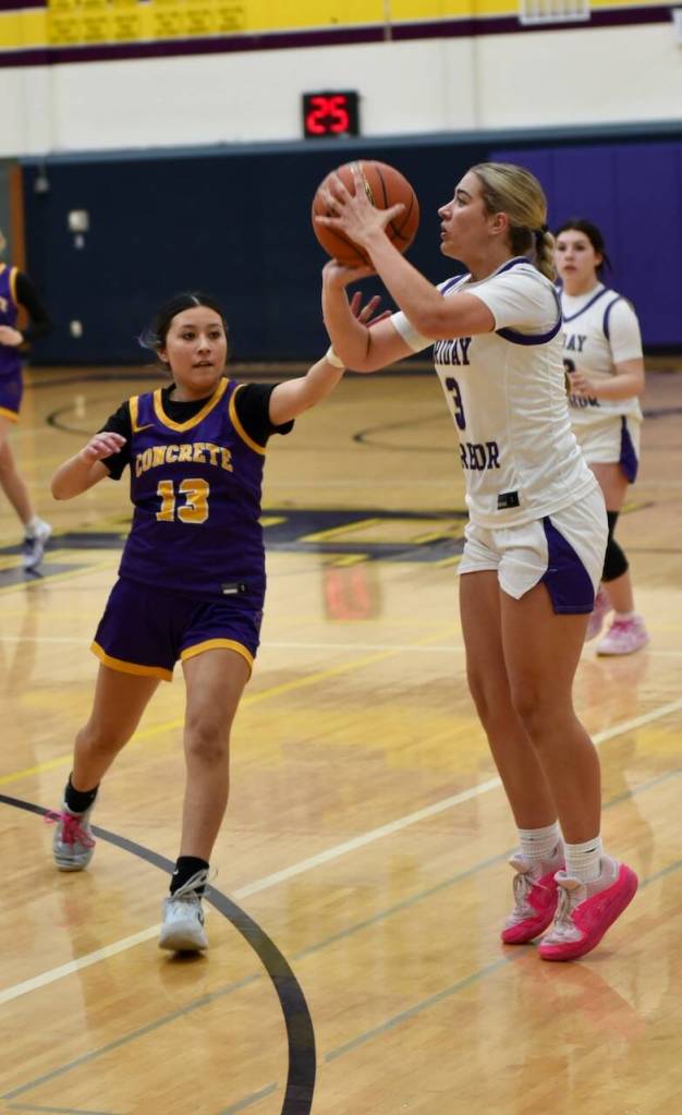 Contributed photo by John Stimpson
Caylee Morton, #3, shoots for a three-pointer.