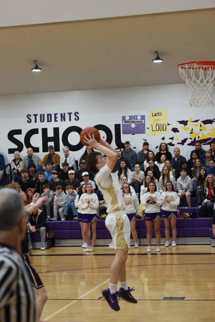 Contributed photo by John Stimpson
Parker Aylward, #35, with a jump shot for two points.