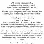 Lyrics for the song Teddy Deane wrote for the Eagles as a thank you.