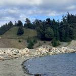 Heather Spaulding/staff photo.
Public Works moved rocks on Jackson Beach to bolster eroding areas.