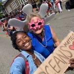 Friends Xochitl Clare (left) and Billie Swalla (right) celebrate Swallas accomplishment in Puerto Rico, 2025.
