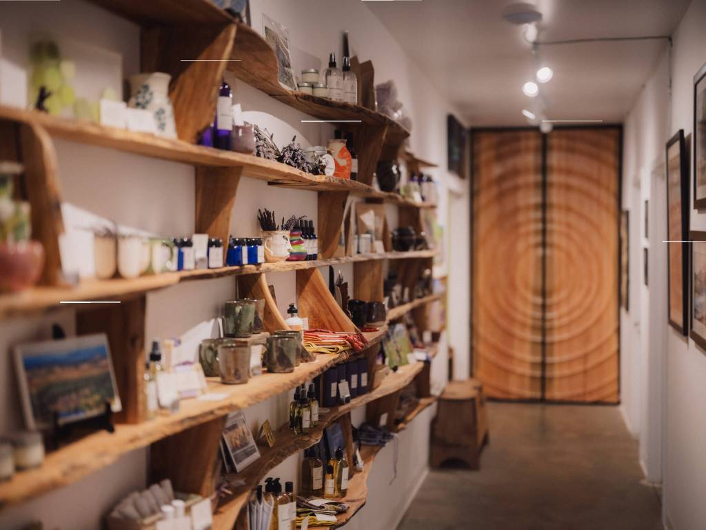 The store features work from local artists for sale as well as the same beloved lavender products that Pelindaba used to sell. Photo credit: Chase Anderson